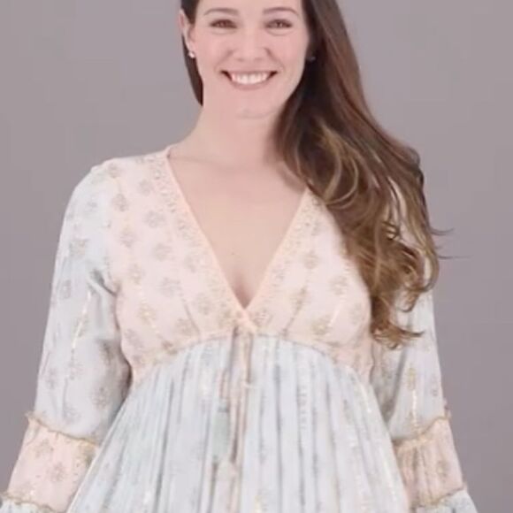 Ditsy Print Boho Beach Wedding Maxi Dress Hippie Gypsy Festival Layered Prairie - Picture 3 of 6